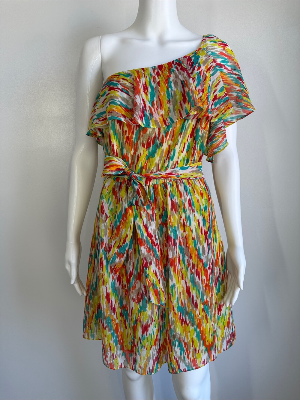 Laundry by Design Multicolor One Shoulder Ruffle Dress Size 4